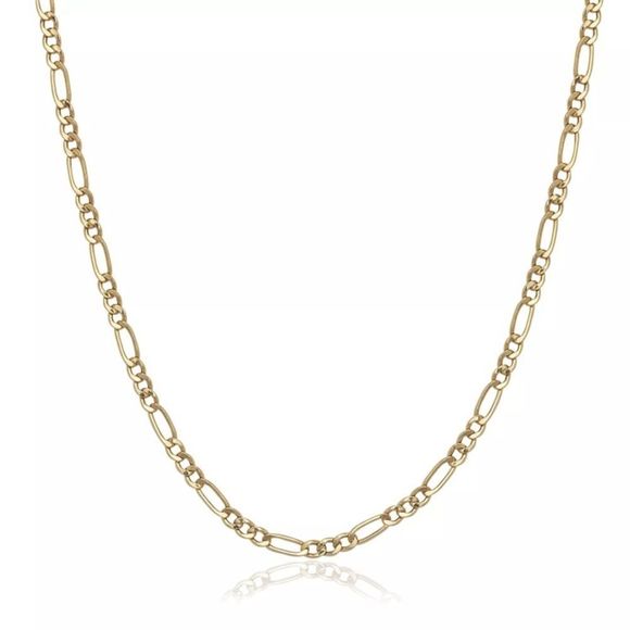 Real Solid Gold 16” Figaro Chain Women’s Necklace - Picture 2 of 3